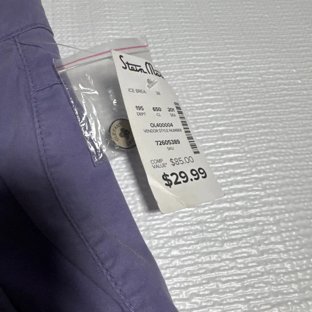 Men's OLEFANT Flat Front Shorts Waist 38 Purple